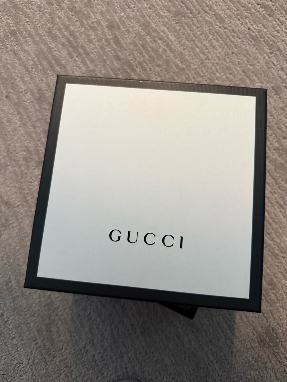 Gucci White Top Box with Black Trim and Logo